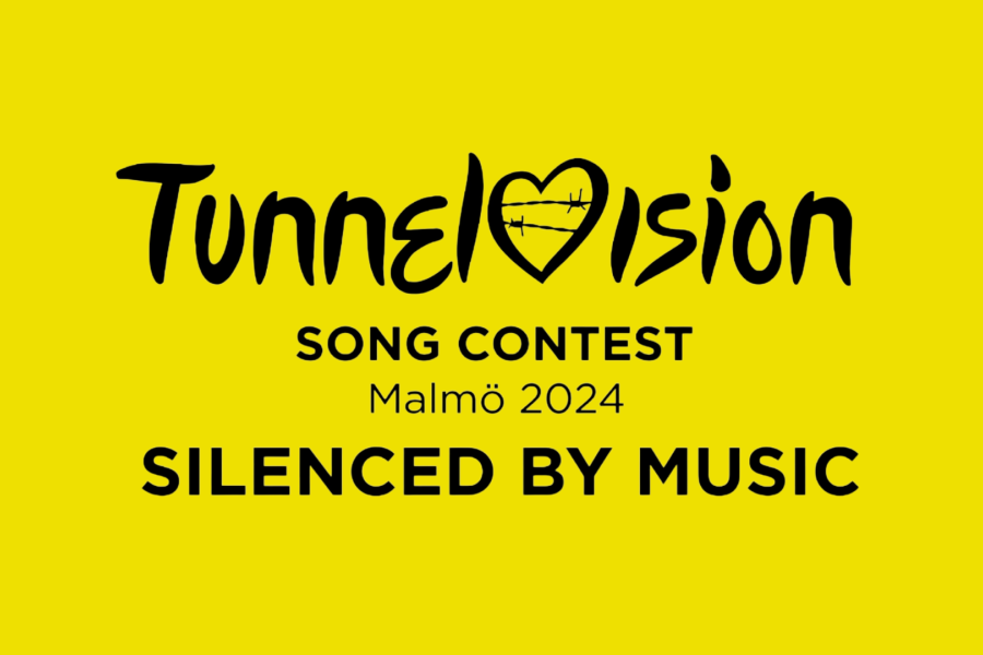 Alternatief logo voor het Eurovisiesongfestival. Tunnelvision. Silenced by Music