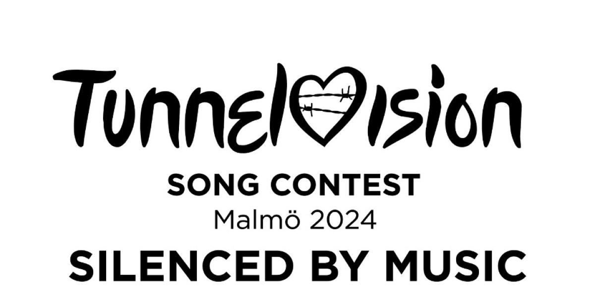 Alternatief logo voor het Eurovisiesongfestival. Tunnelvision. Silenced by Music